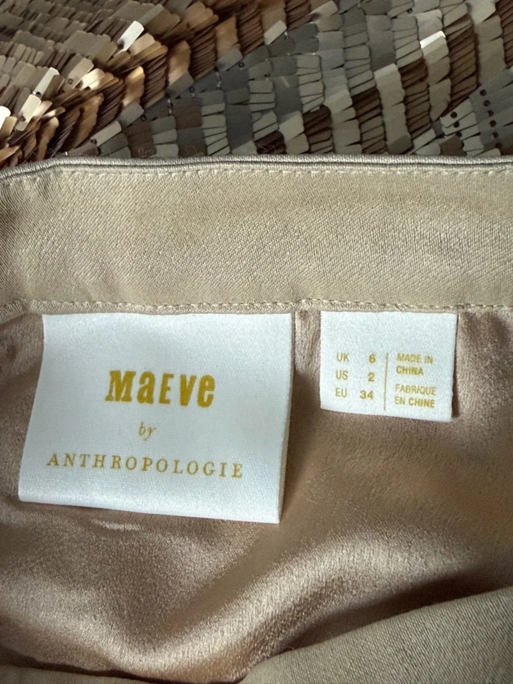Maeve by Anthropologie Gold Natalia Sequined Midi Skirt Size 2 54474